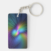 Colorful With Blue Modern Abstract Fractal Art Schlüsselanhänger (Rückseite)