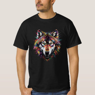 Colorful Wolf Art - Fierce Wild Animal Design T-Sh T-Shirt