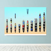 Colorful women dancing geometric silloute  leinwanddruck (Insitu (Holzboden))