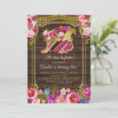 Colorful Wood Charro Fiesta Girl Turning Tres Invi Einladung (Stehend Vorderseite)