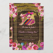Colorful Wood Charro Fiesta Girl Turning Tres Invi Einladung (Vorne/Hinten)