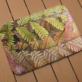 Colorful Woodland Ferns Floral Badematte