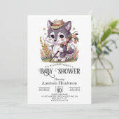 Colorful Woodland Wolf Baby Dusche Einladung (Stehend Vorderseite)