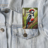 Colorful Woodpecker in Forest Button (Insitu)