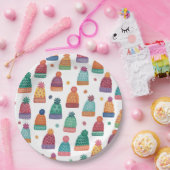 Colorful Woolly Hats Winter Pappteller (Party)