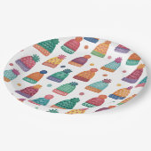 Colorful Woolly Hats Winter Pappteller (Schrägansicht)