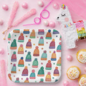 Colorful Woolly Hats Winter Pappteller (Party)