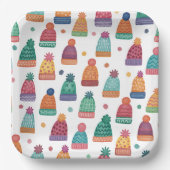 Colorful Woolly Hats Winter Pappteller (Vorderseite)