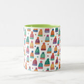 Colorful Woolly Hats Winter Zweifarbige Tasse (Mittel)