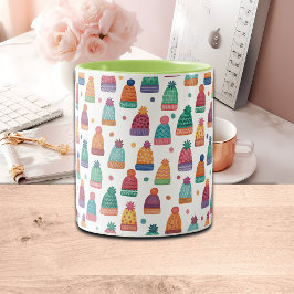 Colorful Woolly Hats Winter Zweifarbige Tasse
