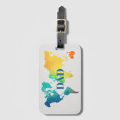 Colorful World Map DAD Custom Monogram Name  Gepäckanhänger (Vorderseite Vertikal)