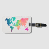 Colorful World Map MOM Custom Monogram Name Gepäckanhänger (Vorderseite (Horizontal))
