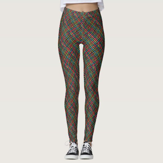 Colorful Woven Graphic Burlap Leggings (Vorderseite)