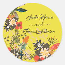 COLORFUL YELLOW BOHO RUNDER AUFKLEBER