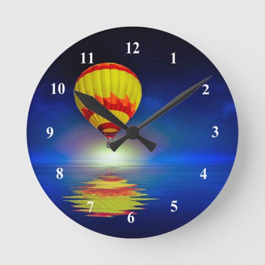 Colorful Yellow Hot Air Balloon Watercolor Runde Wanduhr (Vorderseite)