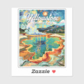 Colorful Yellowstone National Park Van Gogh Retro Aufkleber (Blatt)