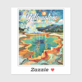 Colorful Yellowstone National Park Van Gogh Retro Aufkleber