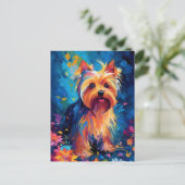 Colorful Yorkshire Terrier Postkarte (Stehend Vorderseite)