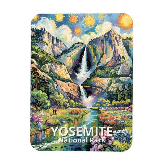 Colorful Yosemite Spring Waterfall Hiking Trail Magnet (Vertikal)