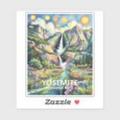Colorful Yosemite Spring Waterfall Hiking Van Gogh Aufkleber (Blatt)