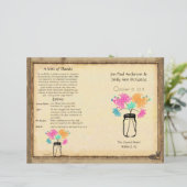 Colorful Zinnia Mason Jar Wedding Program (Stehend Vorderseite)