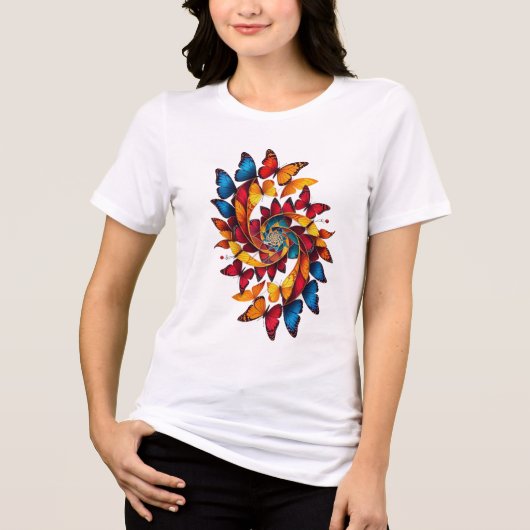 Colorfull Butterfies Tee's for Her Tri-Blend Shirt (Vorderseite)