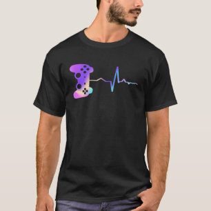 Colorfull Gamer Heartbeat Video Games E-Sports Fan T-Shirt