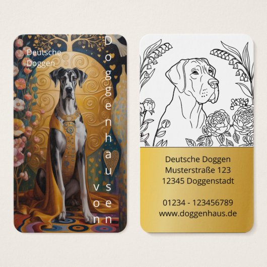Colorfull Great Dane Art Business Cards (Vorne & Hinten)