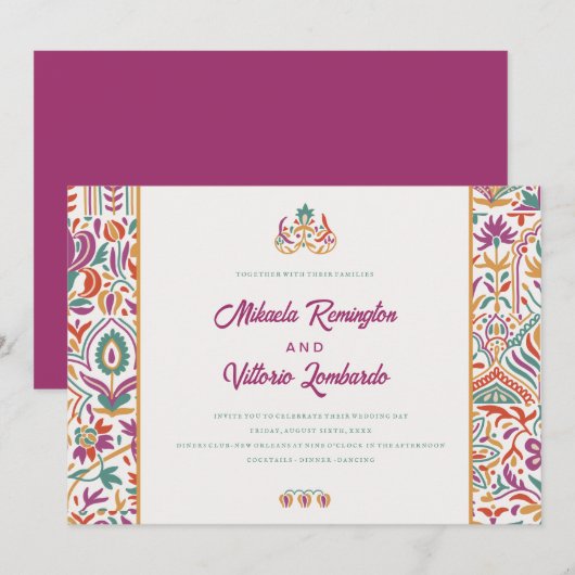 Colorfull Indian Style Wedding Einladung (Vorne/Hinten)