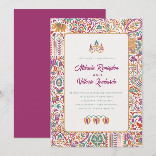 Colorfull Indian Style Wedding Einladung (Vorne/Hinten)