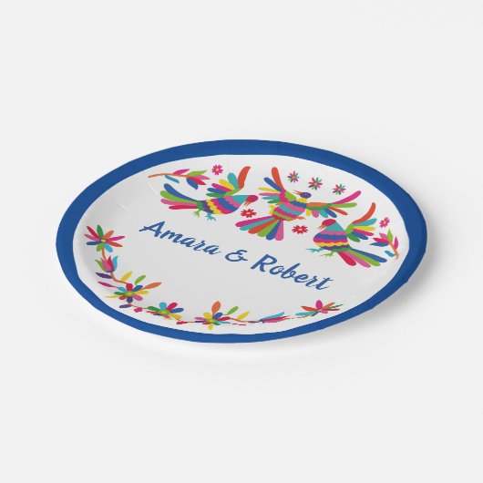 COLORFULL OTOMI MEXICAN PAPPTELLER (Schrägansicht)