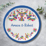 COLORFULL OTOMI MEXICAN PAPPTELLER<br><div class="desc">Schöne Hochzeitsmuster,  niedliche Blume und Vögel,  farbenfroh</div>