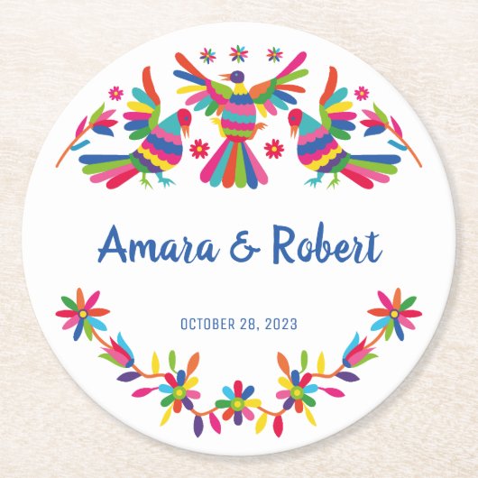 COLORFULL OTOMI MEXICAN RUNDER PAPPUNTERSETZER (Vorderseite)