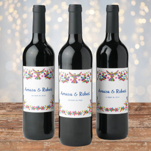 COLORFULL OTOMI MEXICAN WEINETIKETT