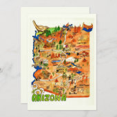 Colorfully Illustrated Arizona Map Flat Card (Vorne/Hinten)