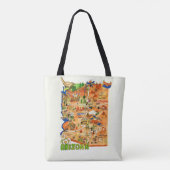 Colorfully Illustrated Arizona Map Shoulder Tote Tasche (Rückseite)