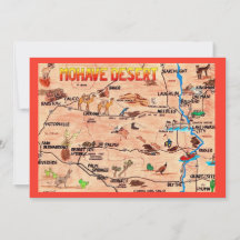 Colorfully Illustrated Mohave Desert Flat Card