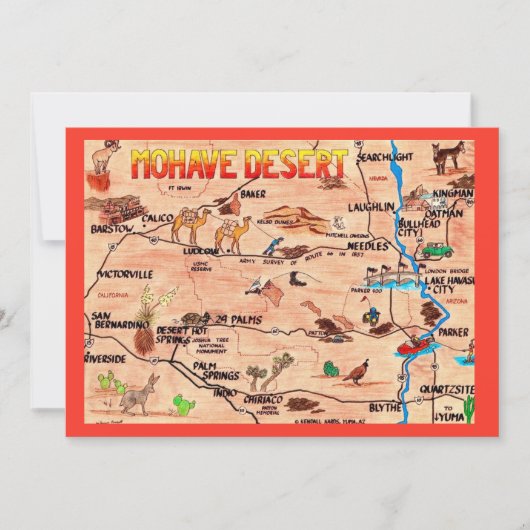 Colorfully Illustrated Mohave Desert Flat Card (Vorderseite)