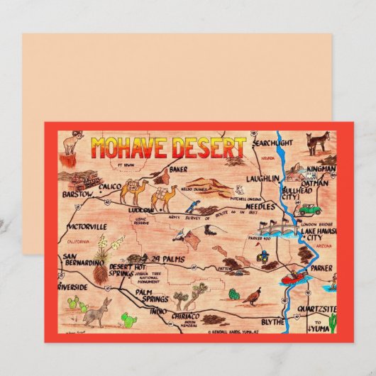 Colorfully Illustrated Mohave Desert Flat Card (Vorne/Hinten)