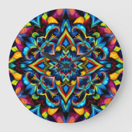 Colorido Kaleidoscope Mandala iPhone 14 Funda Große Wanduhr