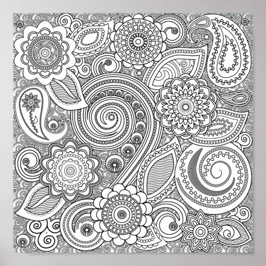 Coloring Henna Pattern Poster (Vorne)