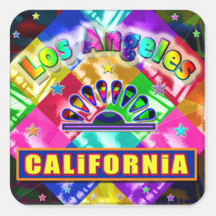 "Coloring Los Angeles 4"-Aufkleber Quadratischer Aufkleber