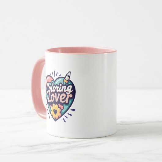 Coloring Lover Mug – Funny Personalized Gift Tasse (Vorderseite Links)
