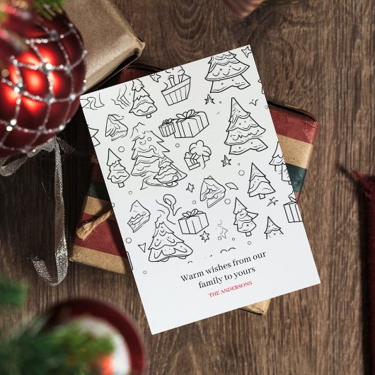 Coloring Outline of Christmas Feiertagspostkarte