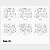 Coloring Outline Of Christmas Quadratischer Aufkleber (Blatt)