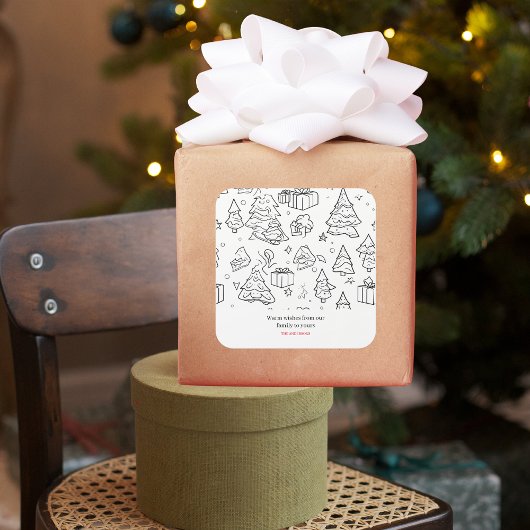 Coloring Outline Of Christmas Quadratischer Aufkleber