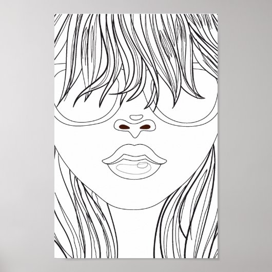 Coloring Page Beach Girl Poster (Vorne)