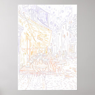 Coloring Page - Café Terrasse Night Van Gogh Poster