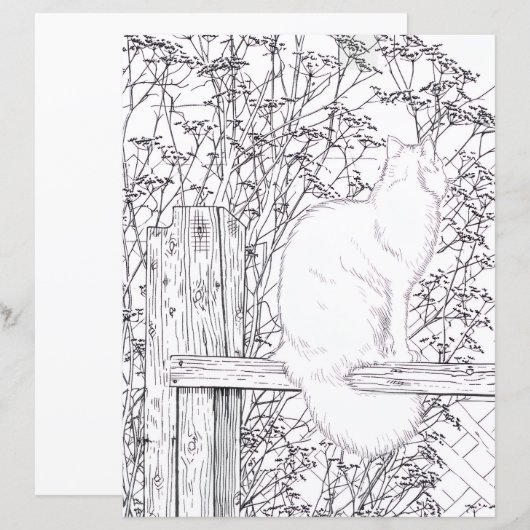 Coloring Page - Cat on Fence (Vorne/Hinten)