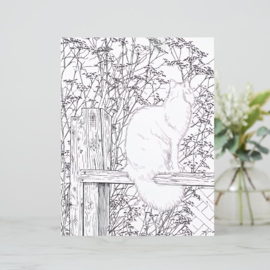 Coloring Page - Cat on Fence (Stehend Vorderseite)